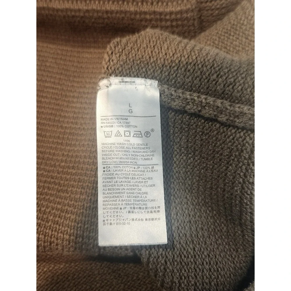 Banana Republic Mens Brown Waffle Knit 4-Button Mock Neck Cotton Sweater Large